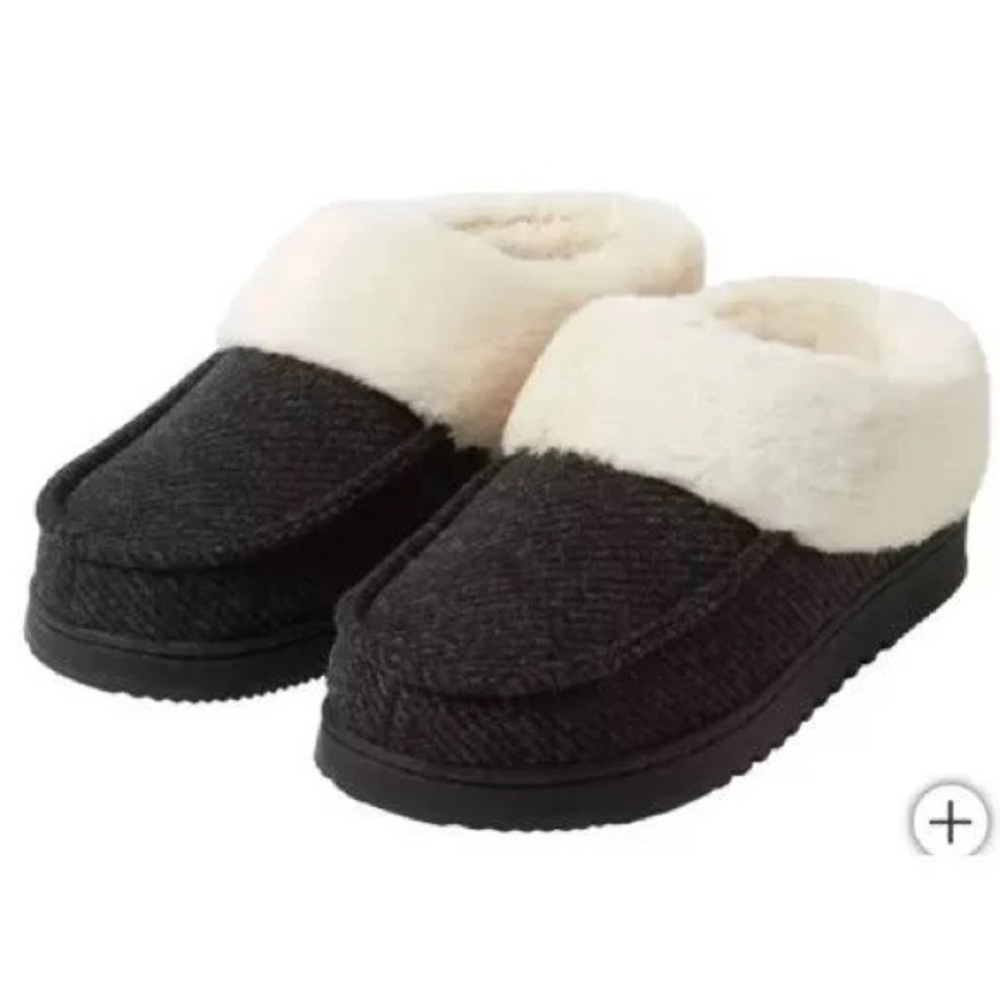 Dearfoams Women's Memory Foam Insole Indoor/Outdoor Slippers Black Size-L (9-10)
